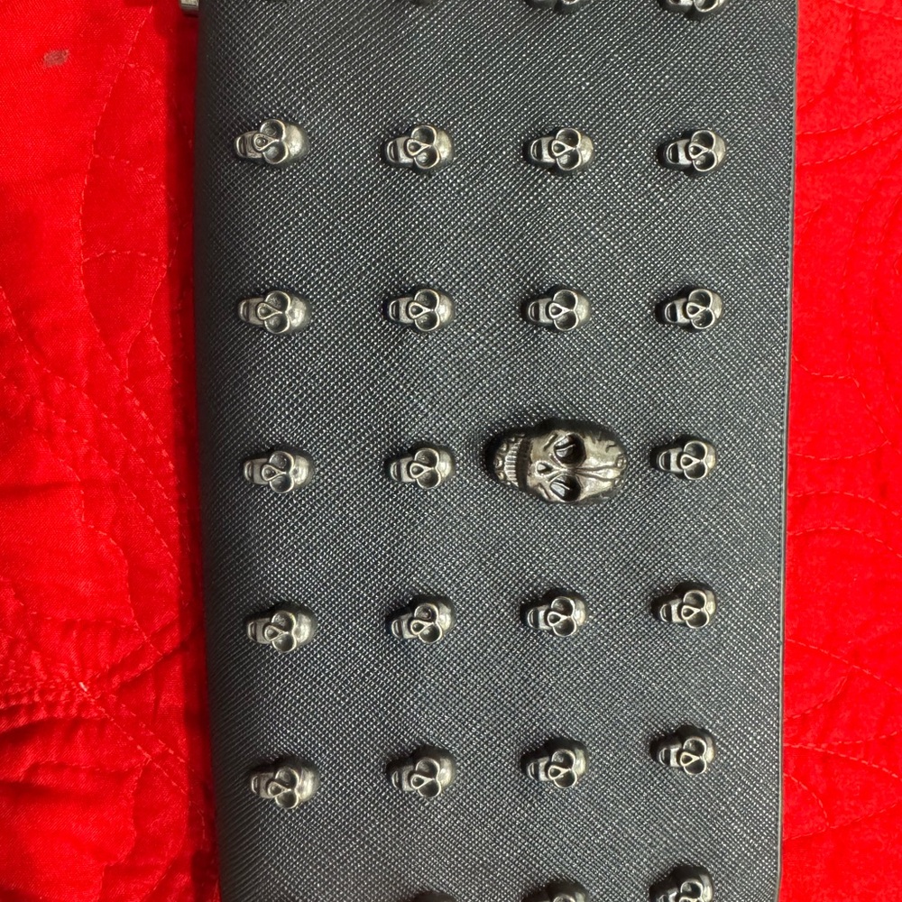 Black Skull-Studded Men's Wallet